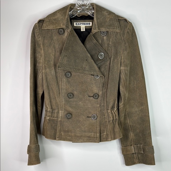 Express Leather Lined Button Jacket Size 2 - Picture 1 of 10